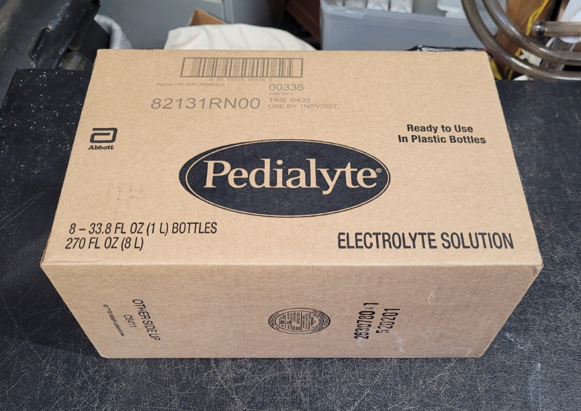 Pedialyte Electrolyte Solution SEALED 1 case ( 8 -1 liter Bottles ) FREE SHIP