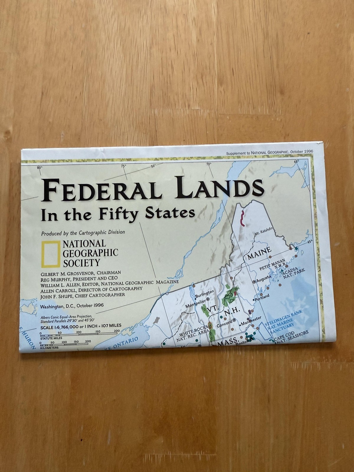 Vintage 1996 National Geographic Federal Lands USA Map Physical Landscape Poster