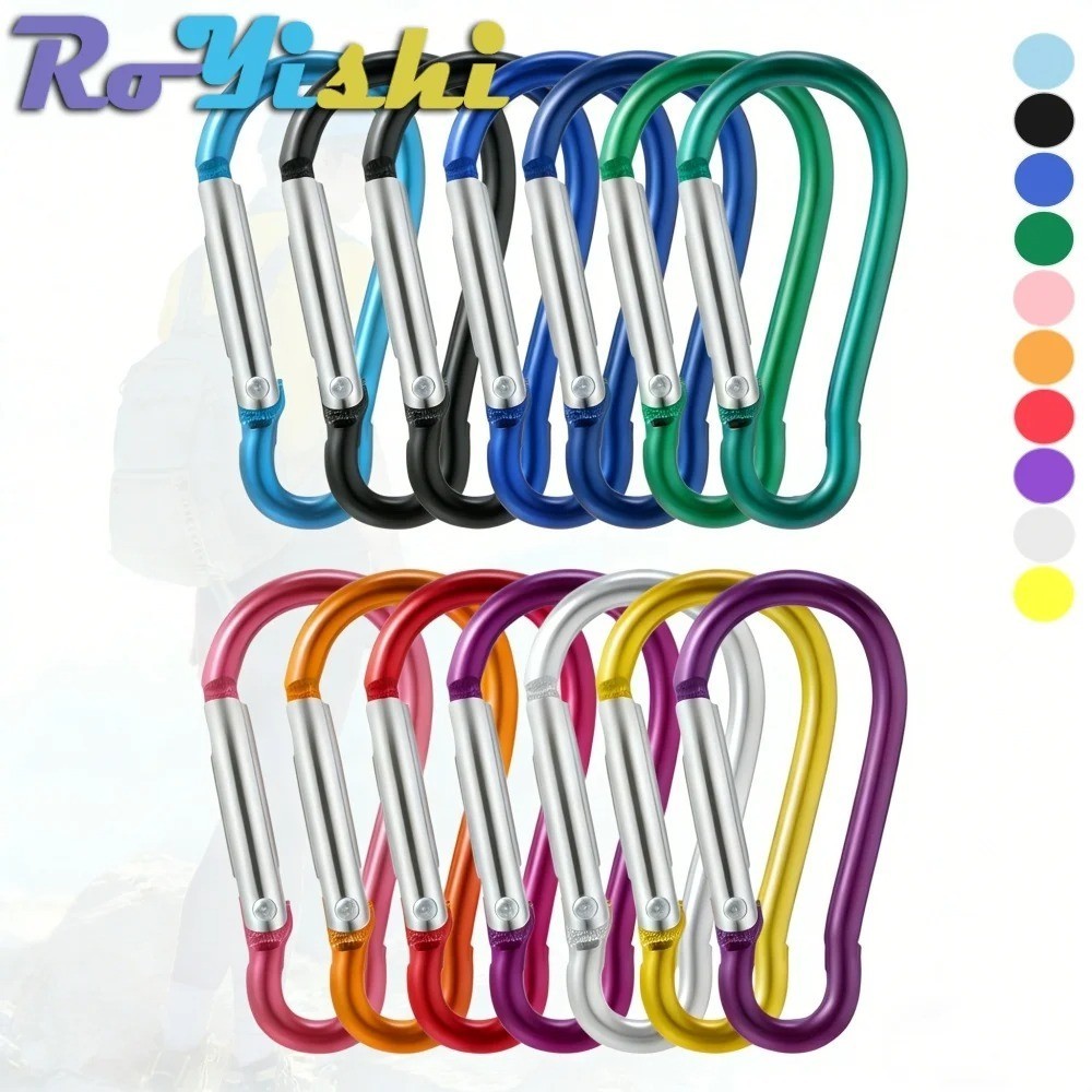 10 PCS Aluminum Carabiner D Shape Spring Clip Snap Key Hook Keychain Buckle