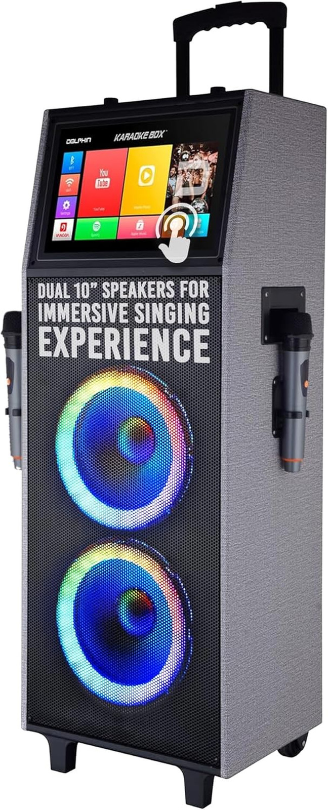 Karaoke Box 2100R Rechargeable Portable Karaoke Machine – 2 Wireless Mics, 14" T
