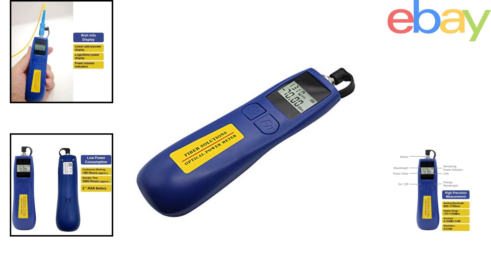 Fiber Optic Power Meter for FTTH Testing with Universal Connector Compatibility