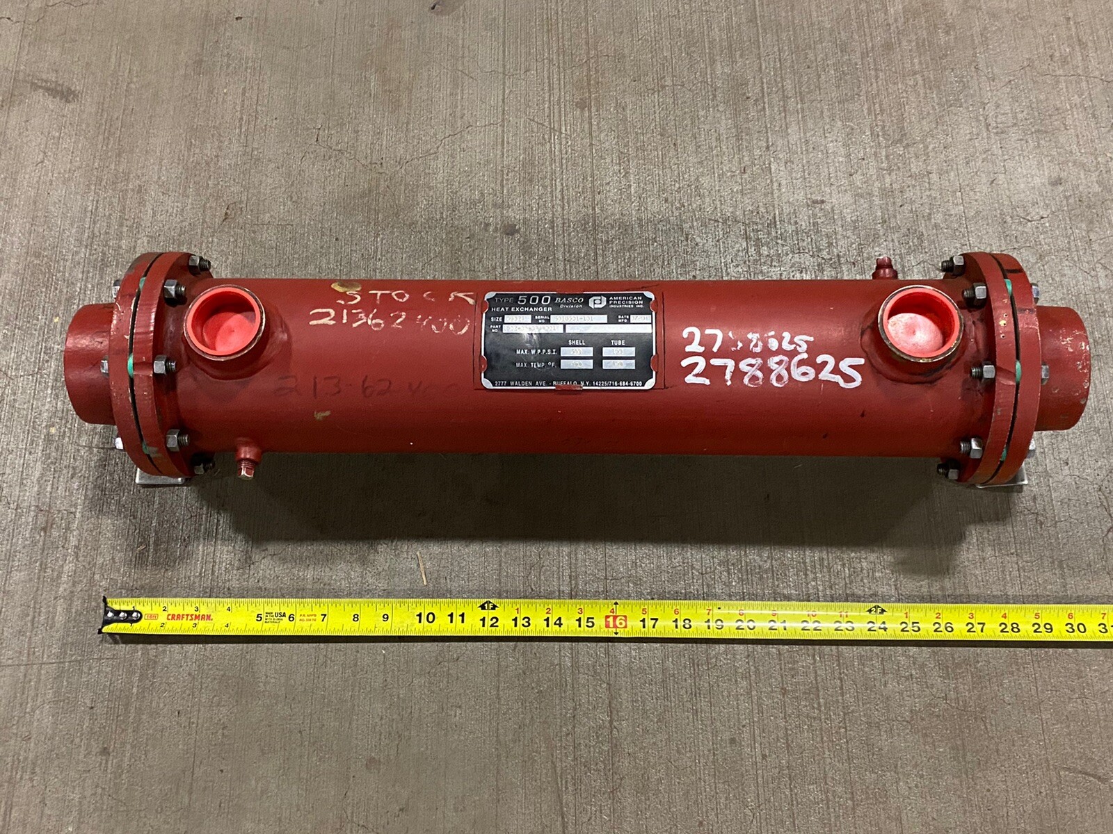 Basco 1502-05-024-001 Heat Exchanger 300/150PSI 450F Type 500
