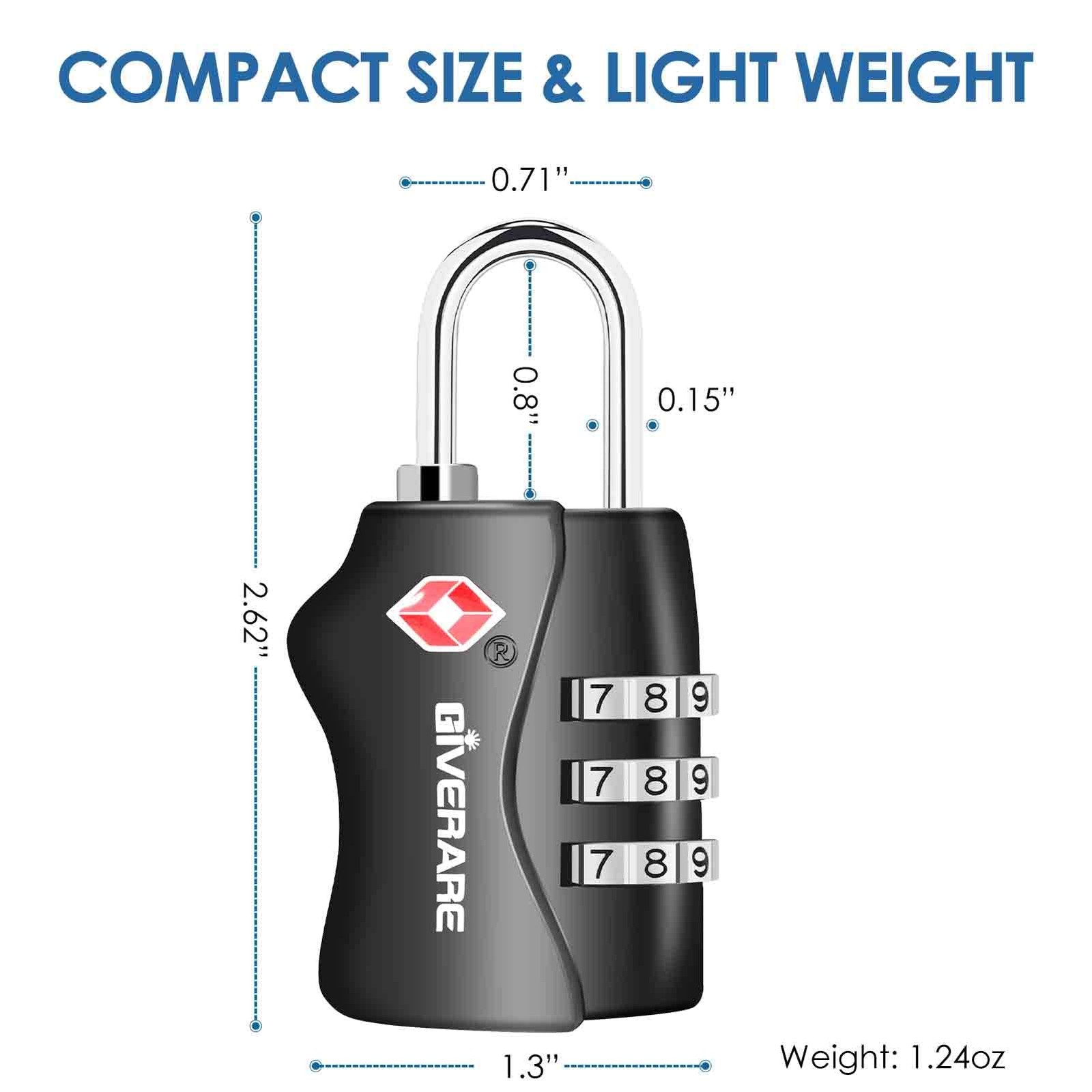 2 Pack TSA Approved Travel Luggage Locks, Combination Lock Small, Black