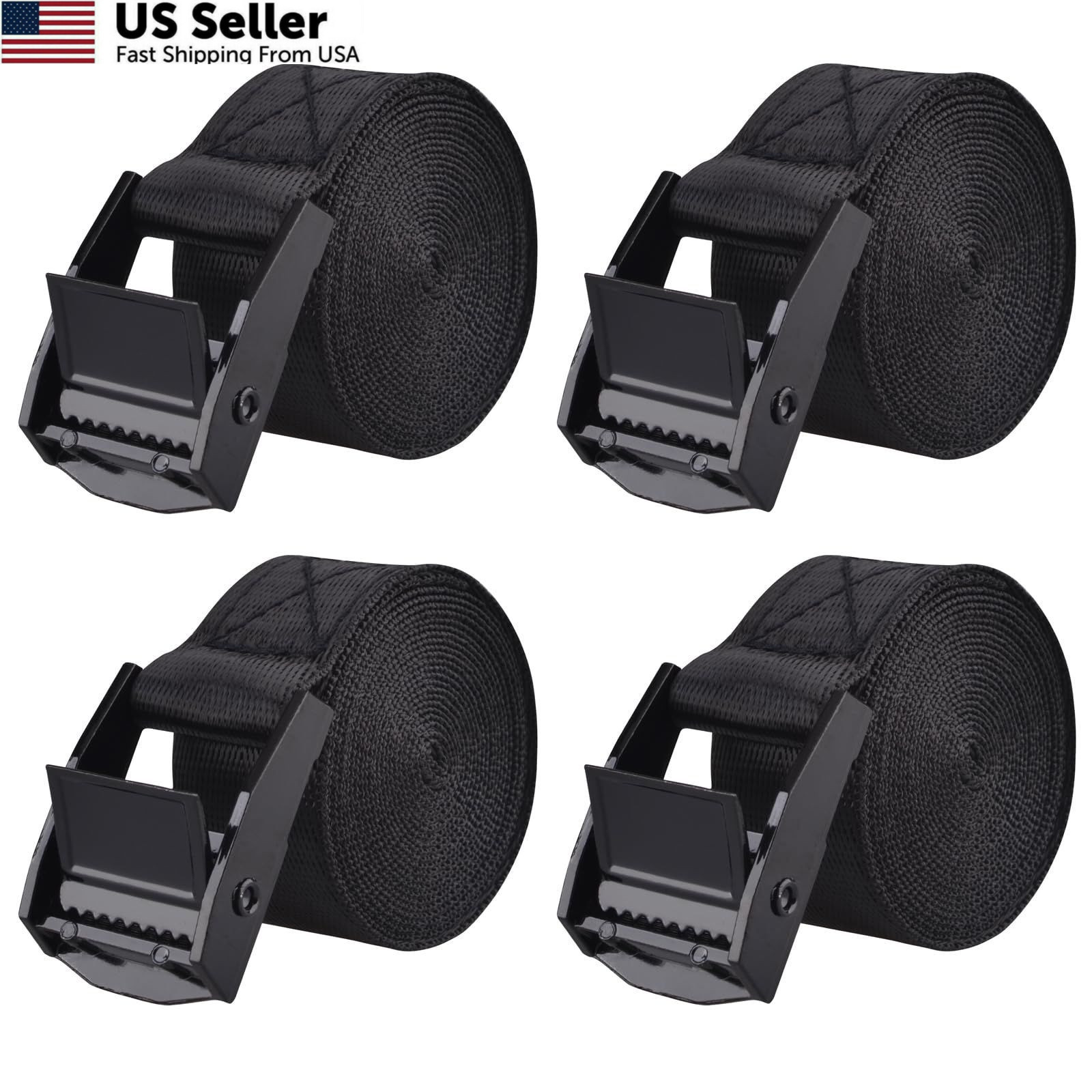 TRIWONDER Cinch Tie Down Strap Lashing Straps 1" x 3.3', 01# Black - 4 Packs