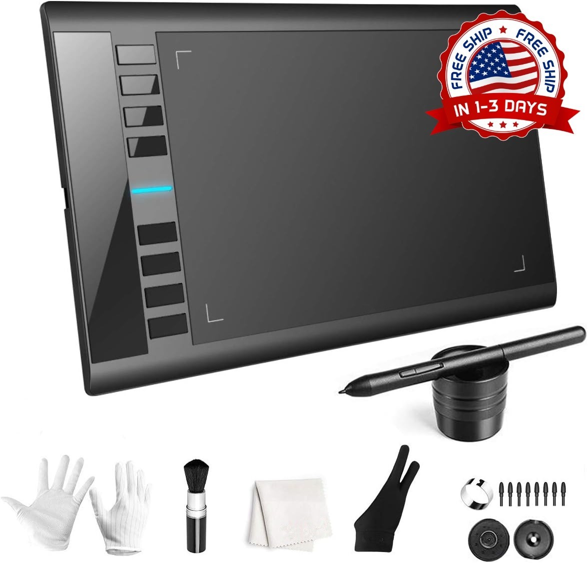 Tableta de dibujo grande de 10 x 6 pulgadas con 8 teclas de acceso rápido NEW US