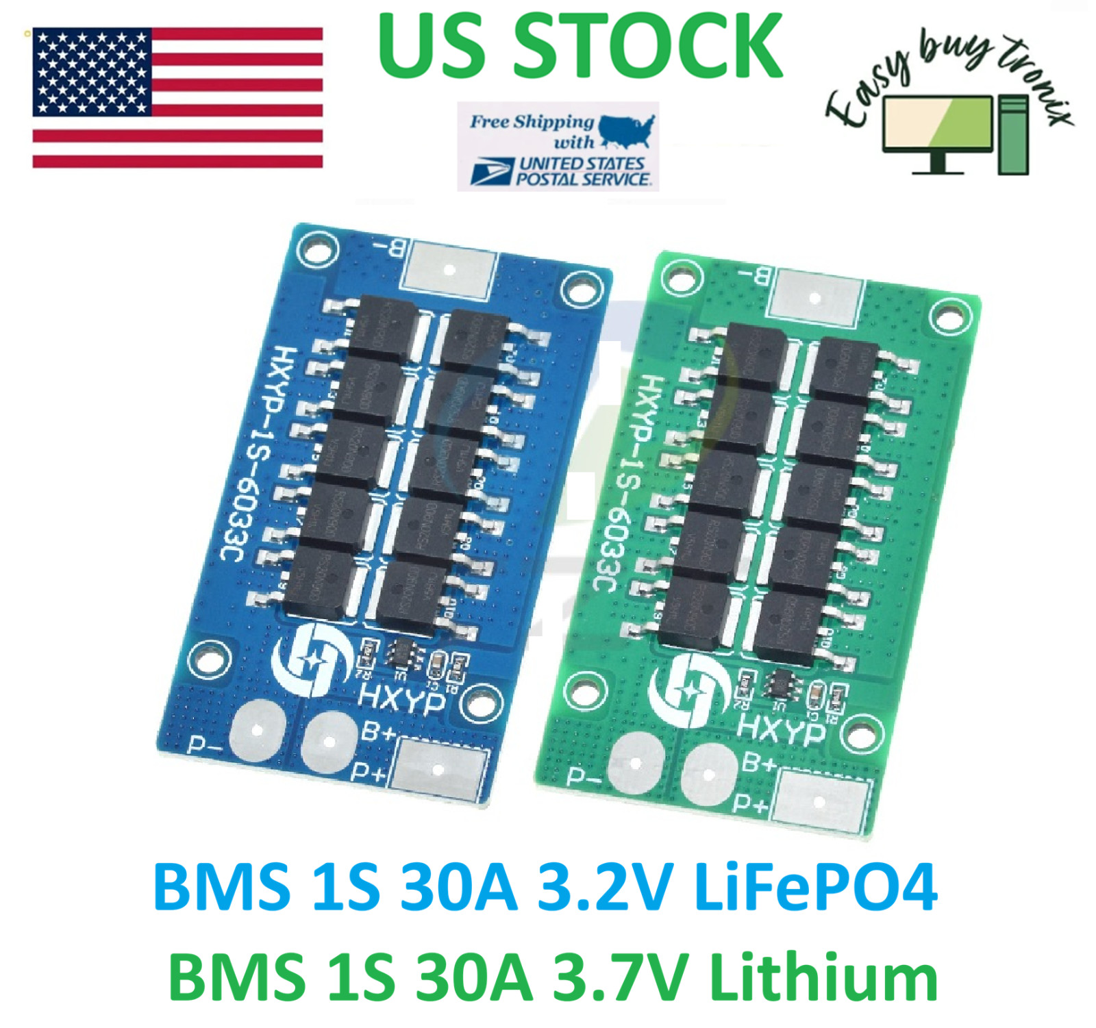 BMS 1S 30A 3.2V LiFePO4 Li-Ion 3.7V Lithium 3.65v 4.2v overcharge short protect