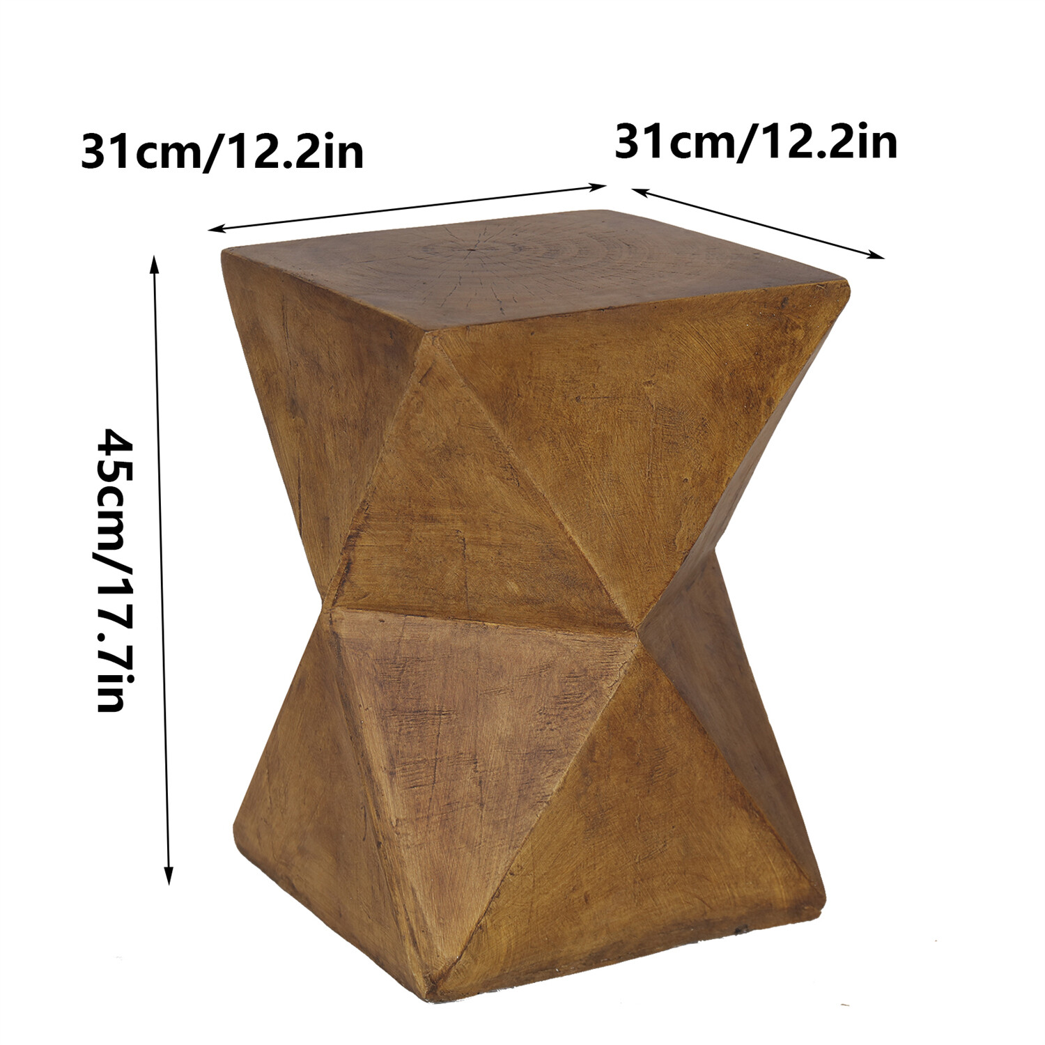 18'' Tall Unique Concrete Side Table Decor Outdoor Handmade End Table Geometric