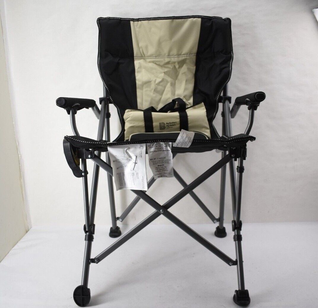 Oniva Picnic Time Outlander Black & Beige Mesh Seat Camp Chair Company Branded