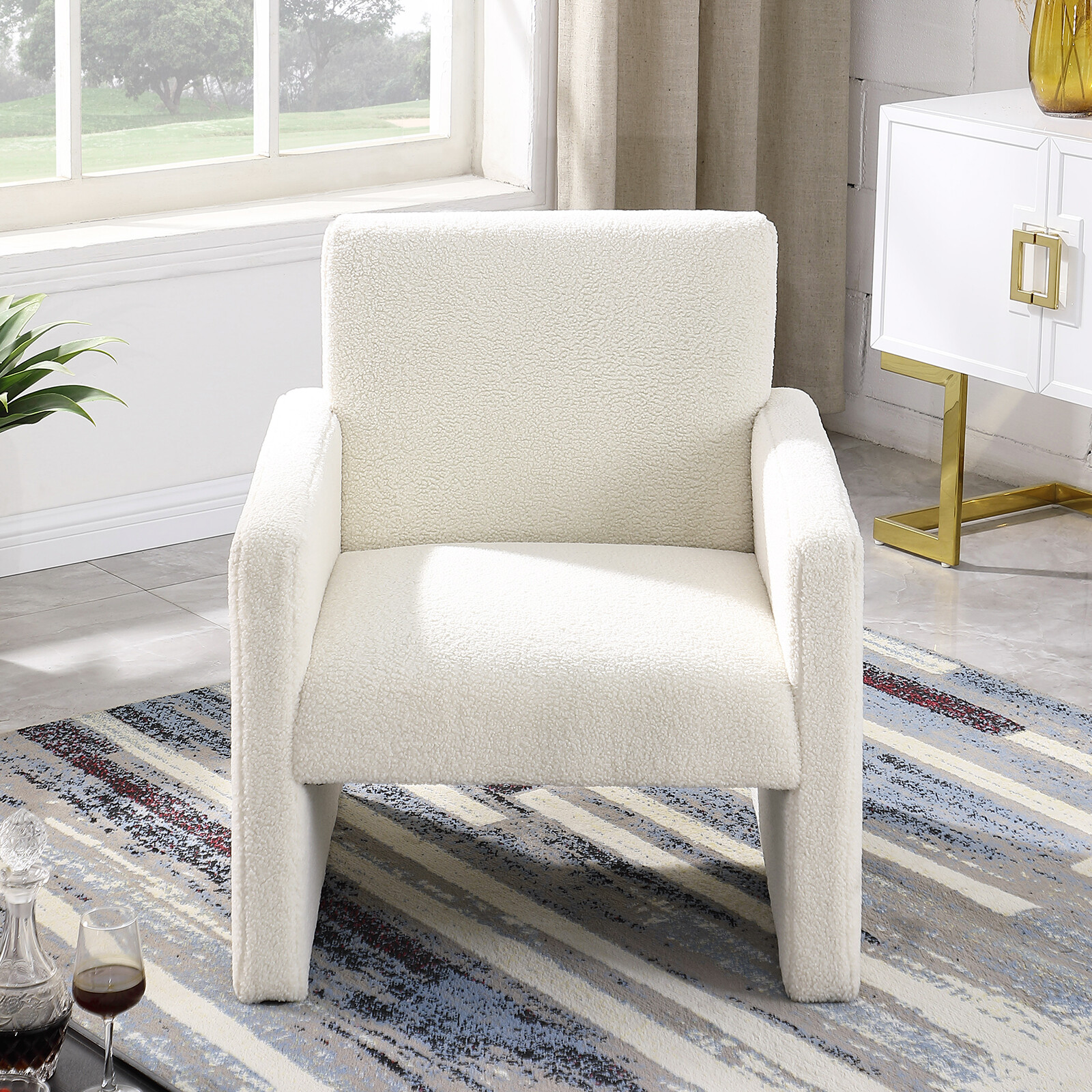 1/2 X Modern Sofa Lamb Fabric Armrest Single Sofa Chair for Bedroom Living Room