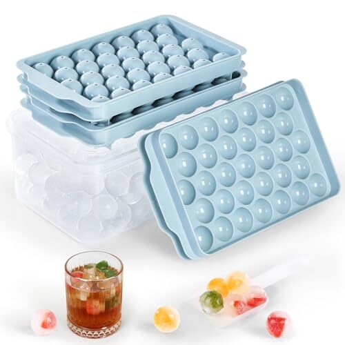 3 Pack Ice Cube Tray Round Ice Cube Trays for Freezer Ice Cube Tray with Lid