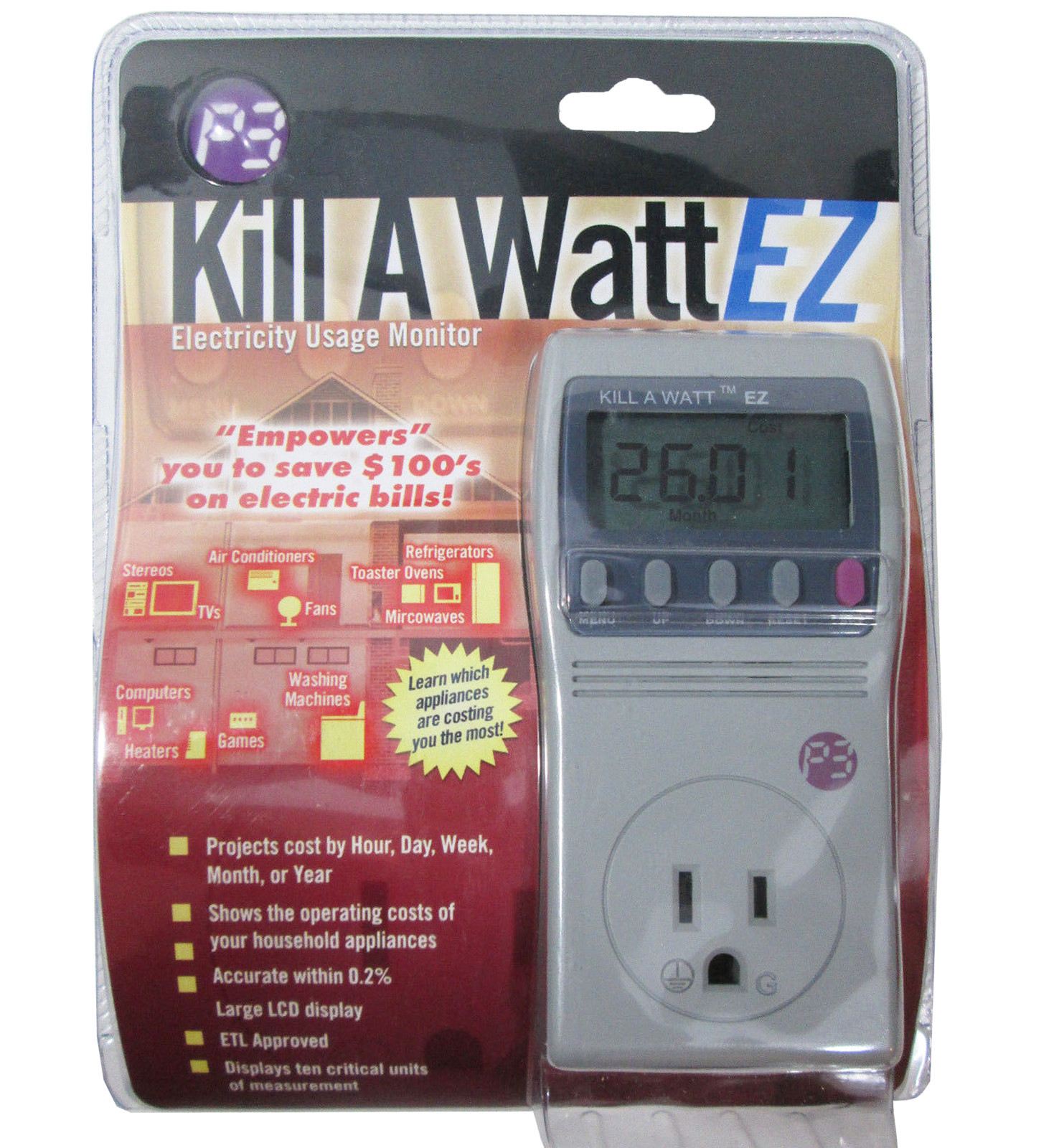 Kill A Watt EZ Appliances Electricity Power Energy Usage Monitor Cost Calculator
