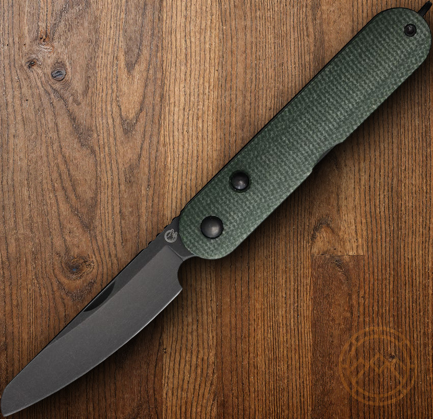 Rapax Mimi Folding Knife 2.88" VG-10 Steel Blade Green Canvas Micarta Handle