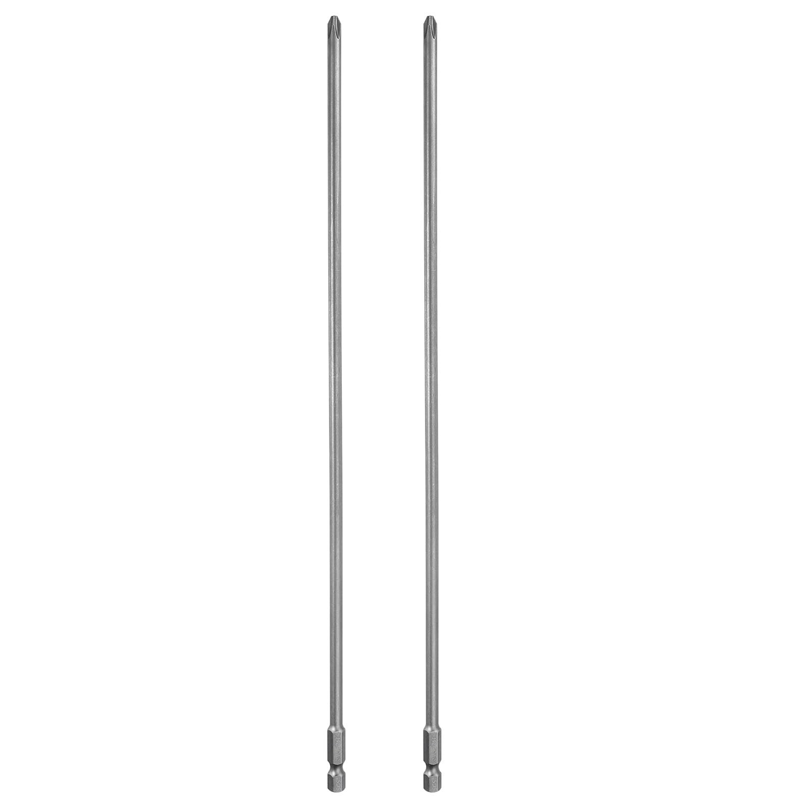 HARFINGTON 2pcs #2 Phillips Screwdriver Bit PH2 1/4" x 300mm x 5mm, Gray