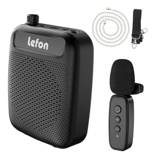 Wireless Voice Amplifier with Lavalier Microphone, Portable Rechargeable Black