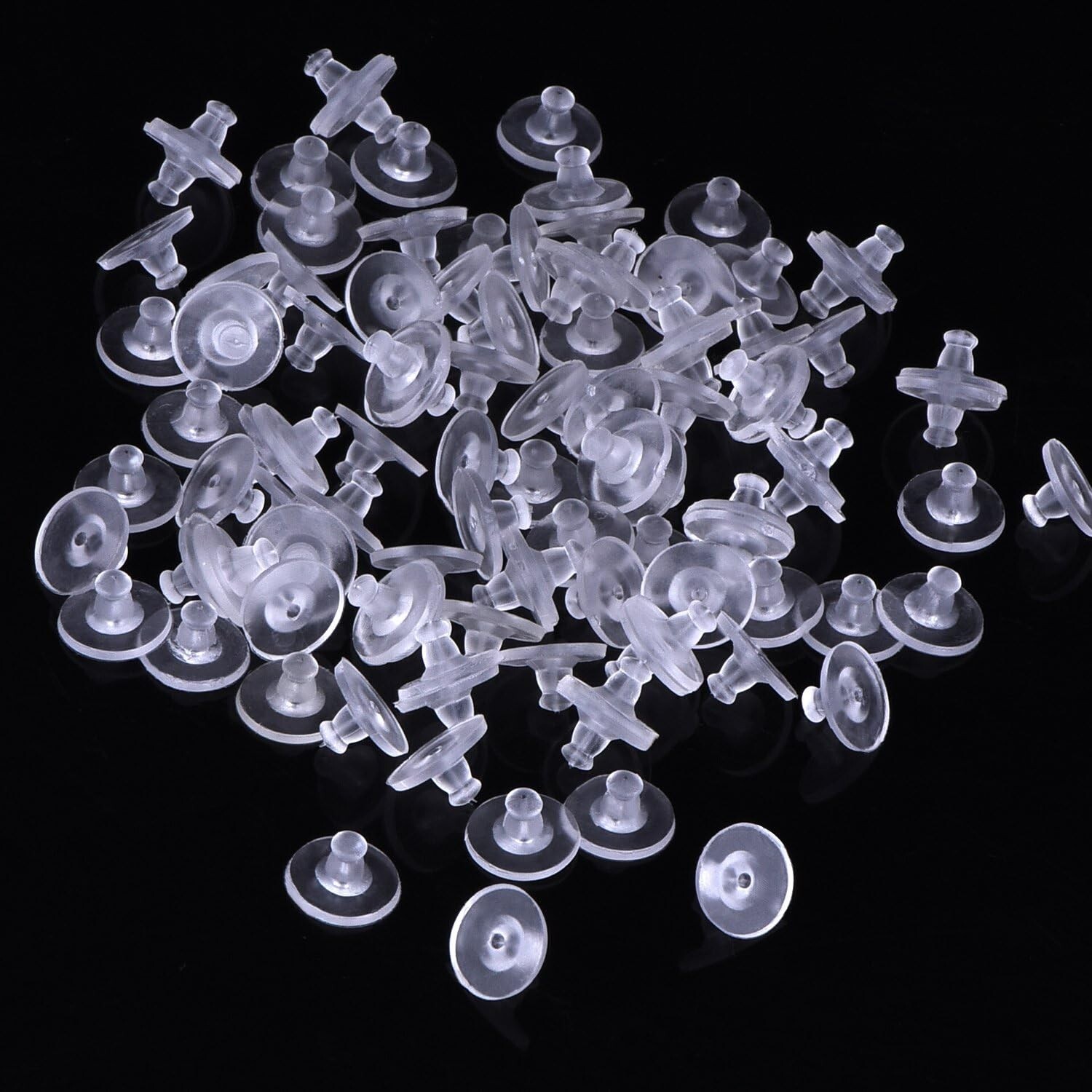 100 Clear Earring Backs - Soft Silicone Replacement Stoppers for Jewelry