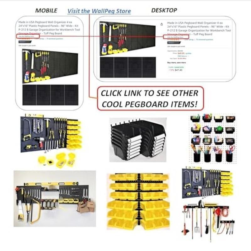 Pegboard Wall Organizer Kit 4 Panels Easy Mount Heavy Duty Tool Storage Black