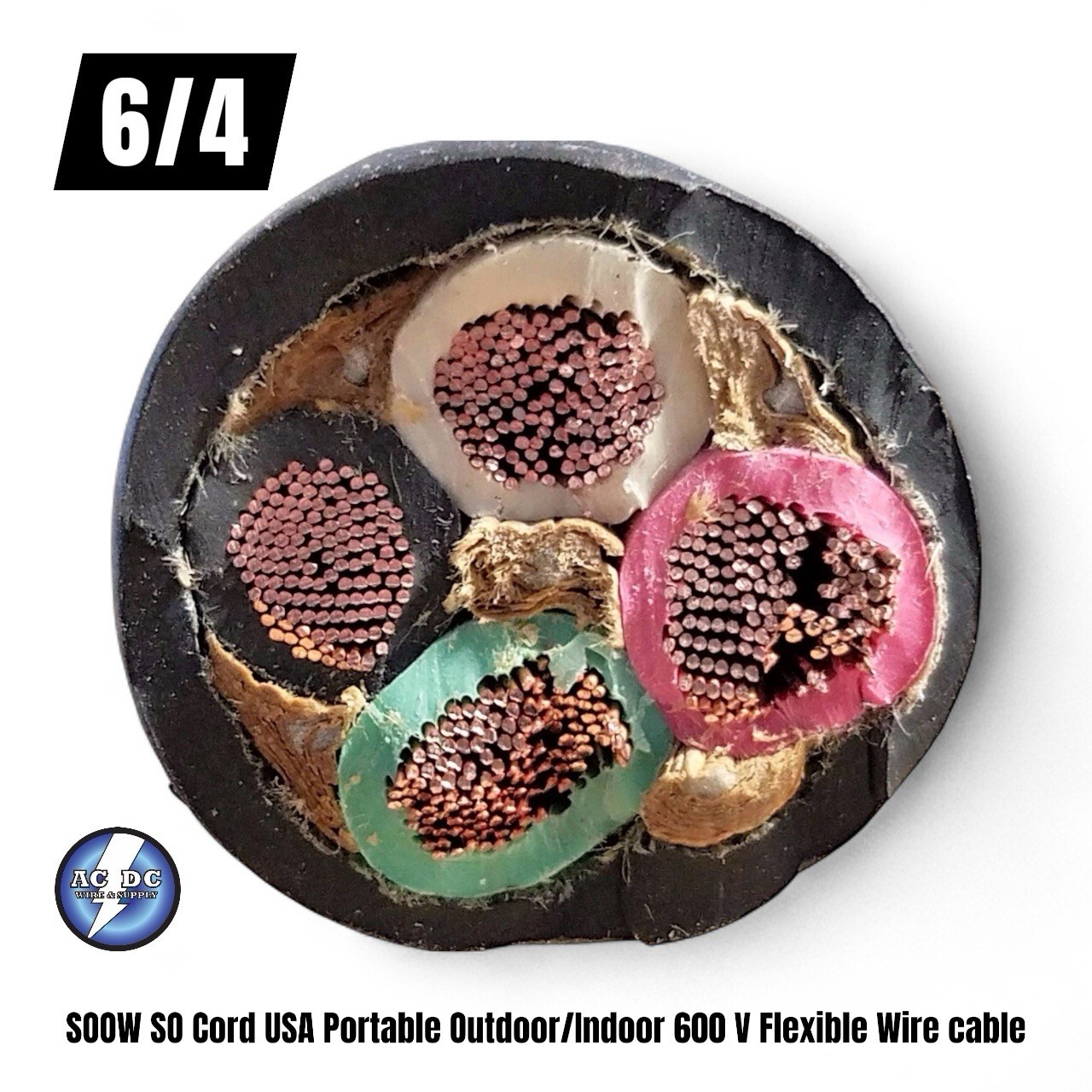 6/4 SOOW SO Cord 5 FT USA Portable Outdoor Indoor 600 V Flexible Wire cable