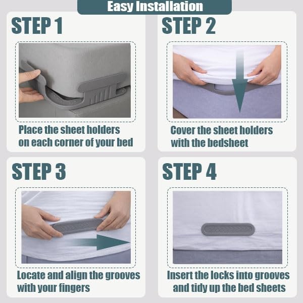 Lock Holders, Upgrade Bed Holders for Corners, Fasteners, Easy-Install Bed Pa...
