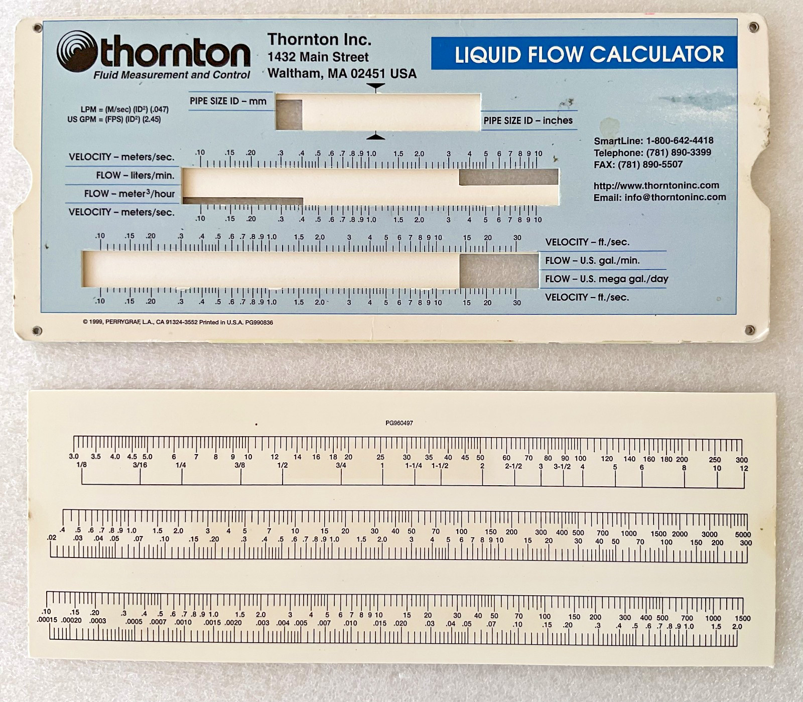 Liquid Flow Calculator + Resistivity / Conductivity units converter Slide Chart