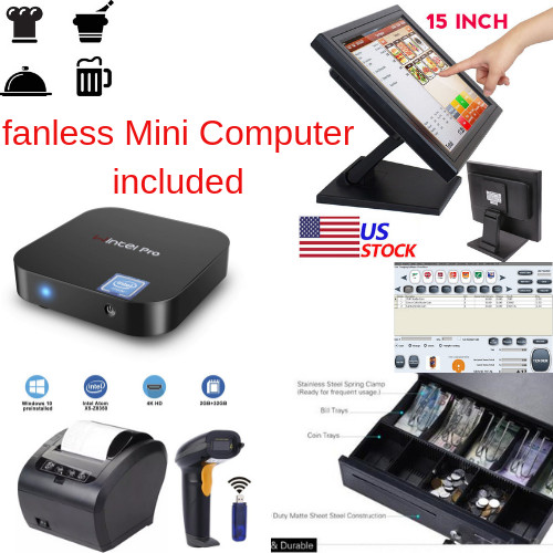 NEW mini Fanless PC, 1 x 80mm Printer POS Point Sale System Combo Retail Resto