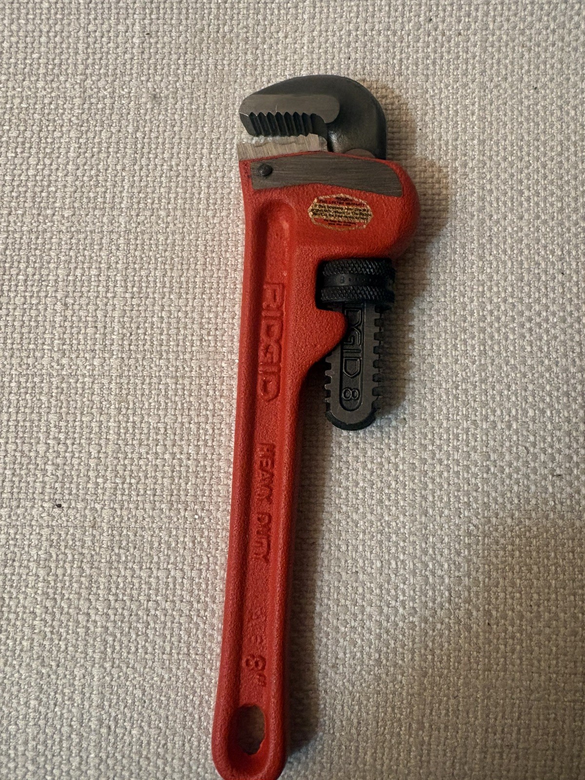 RIGID Model 8 Heavy Duty Straight Pipe Wrench, 8", 1" Capacity, Steel