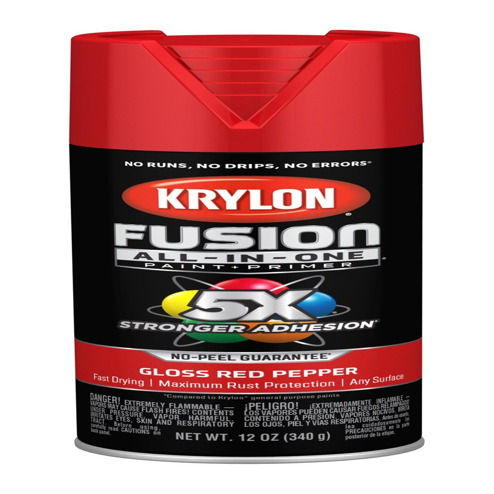 Krylon Gloss Finish Red Pepper Spray Paint In/Outdoor Rust Protection 12 Oz.