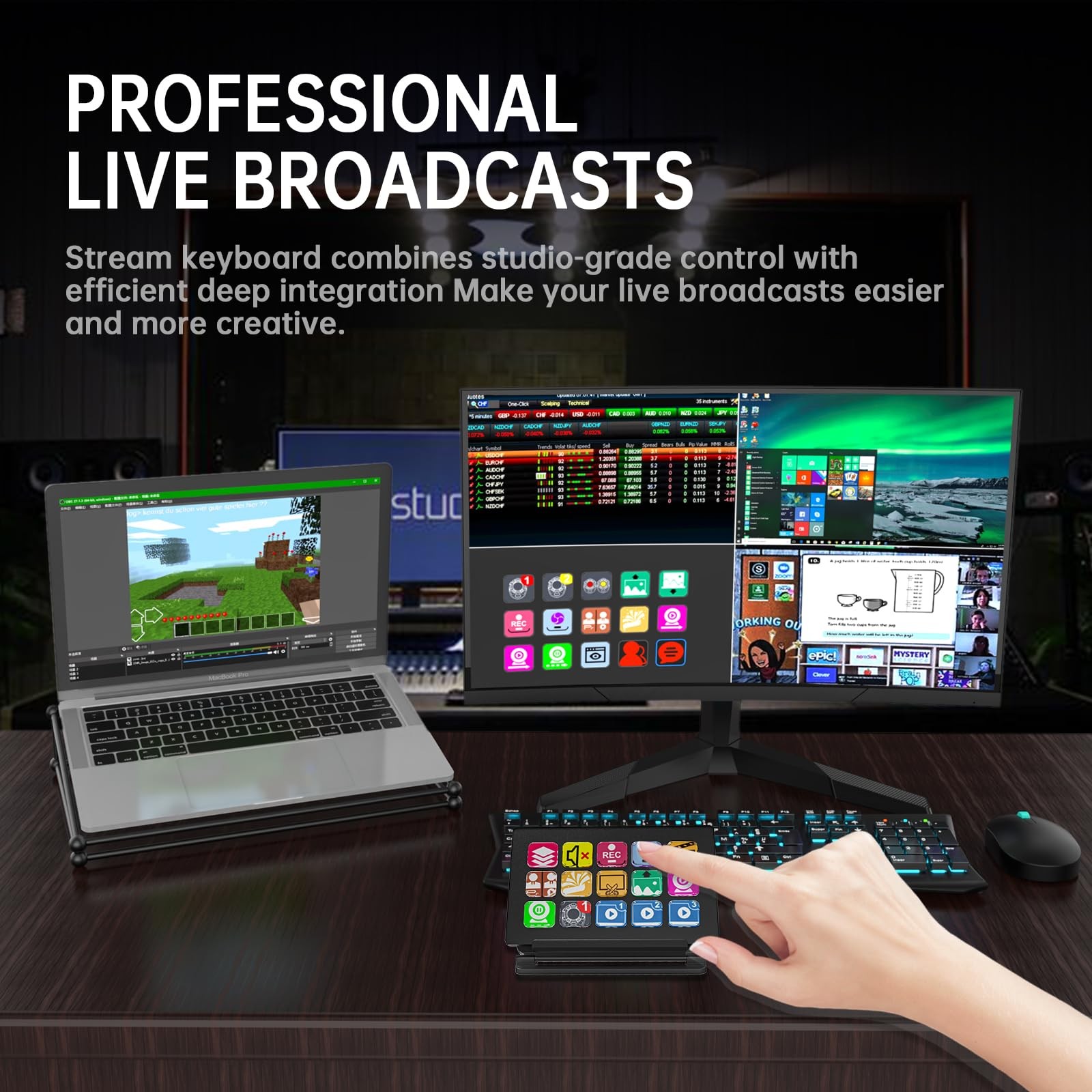 Mt-Viki Streaming Keyboard 15 Macro Keys Customizable Trigger Actions In Obs