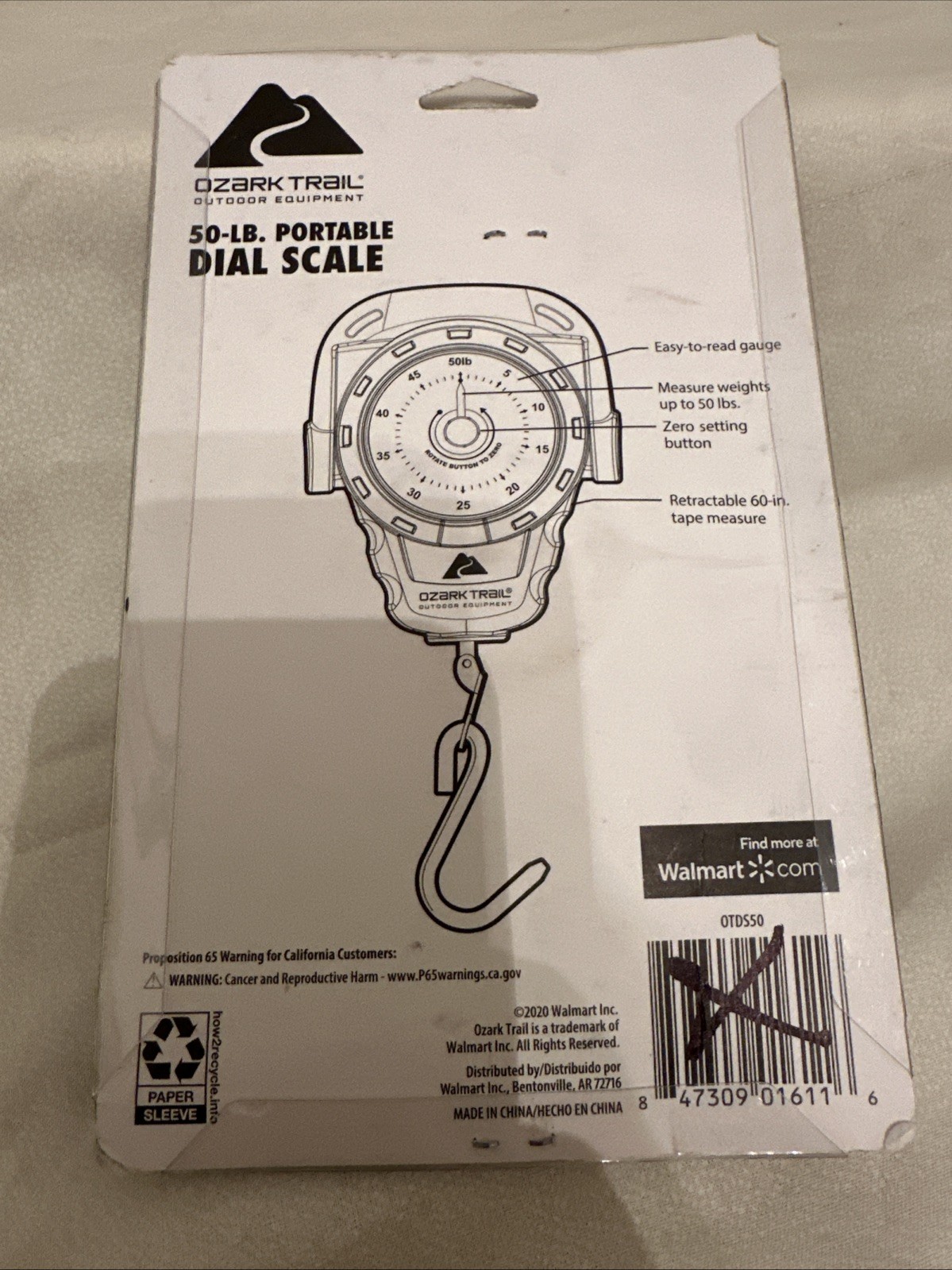 2020 Ozark Trail 50lb Portable Dial Fish Scale . Unopened Packaging