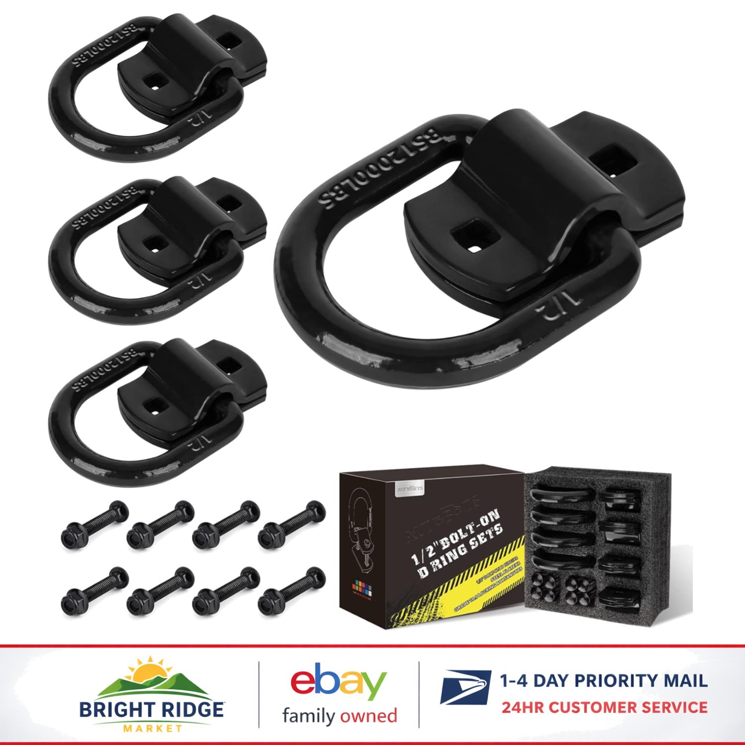 Forged D Ring Tie Down Hooks for Trailers and Trucks, 12000 lbs Capacity