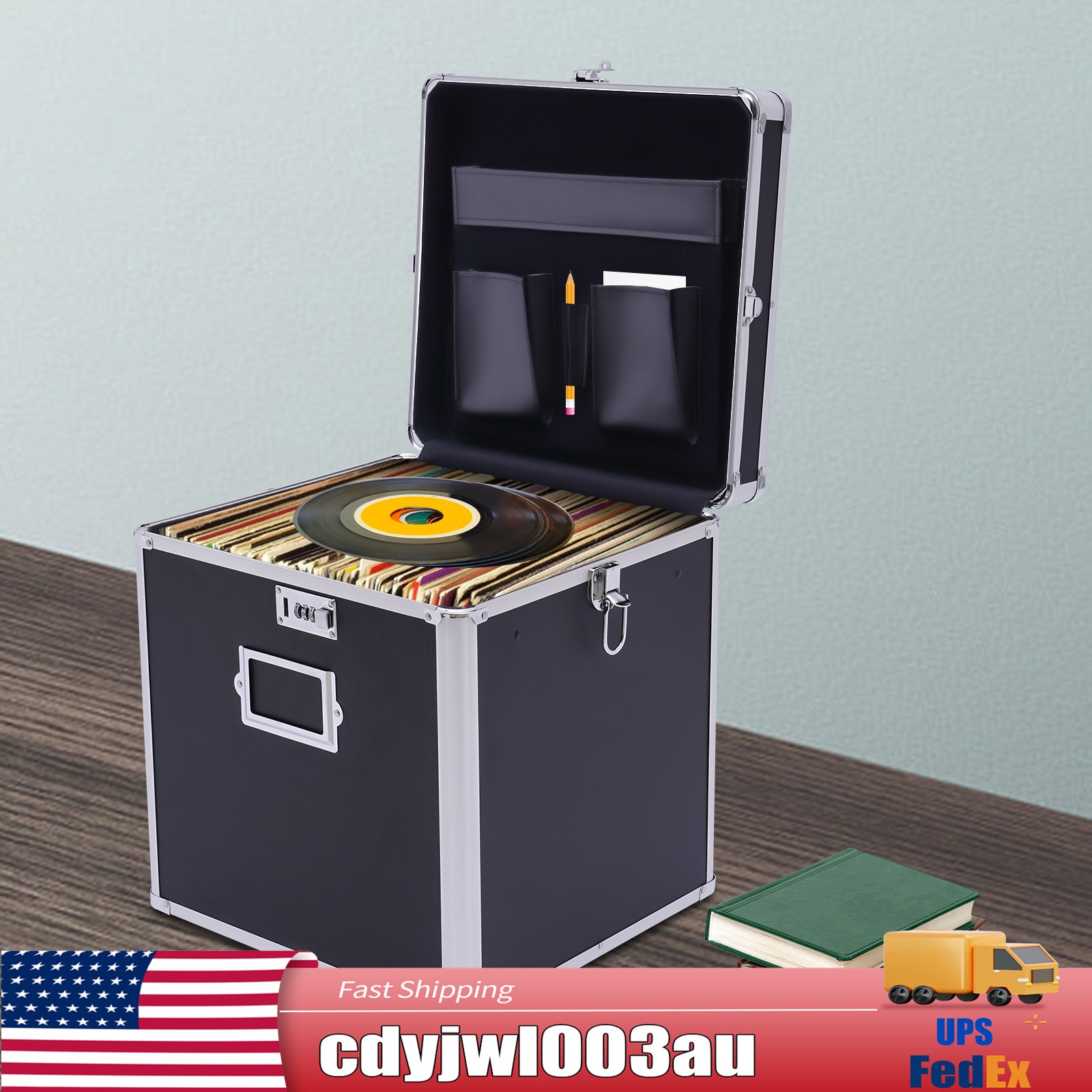 Vinyl Record Holder Storage Vintage Case Carrying Locking 50 Album Organizer NEW