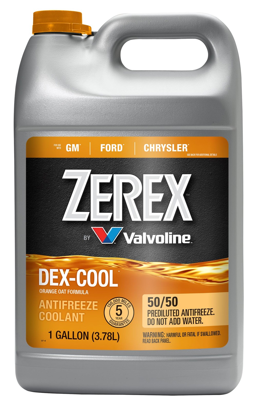Zerex Dex-Cool 50/50 Ready-to-Use Antifreeze Coolant 1 Gallon 1 Gallon, Orange