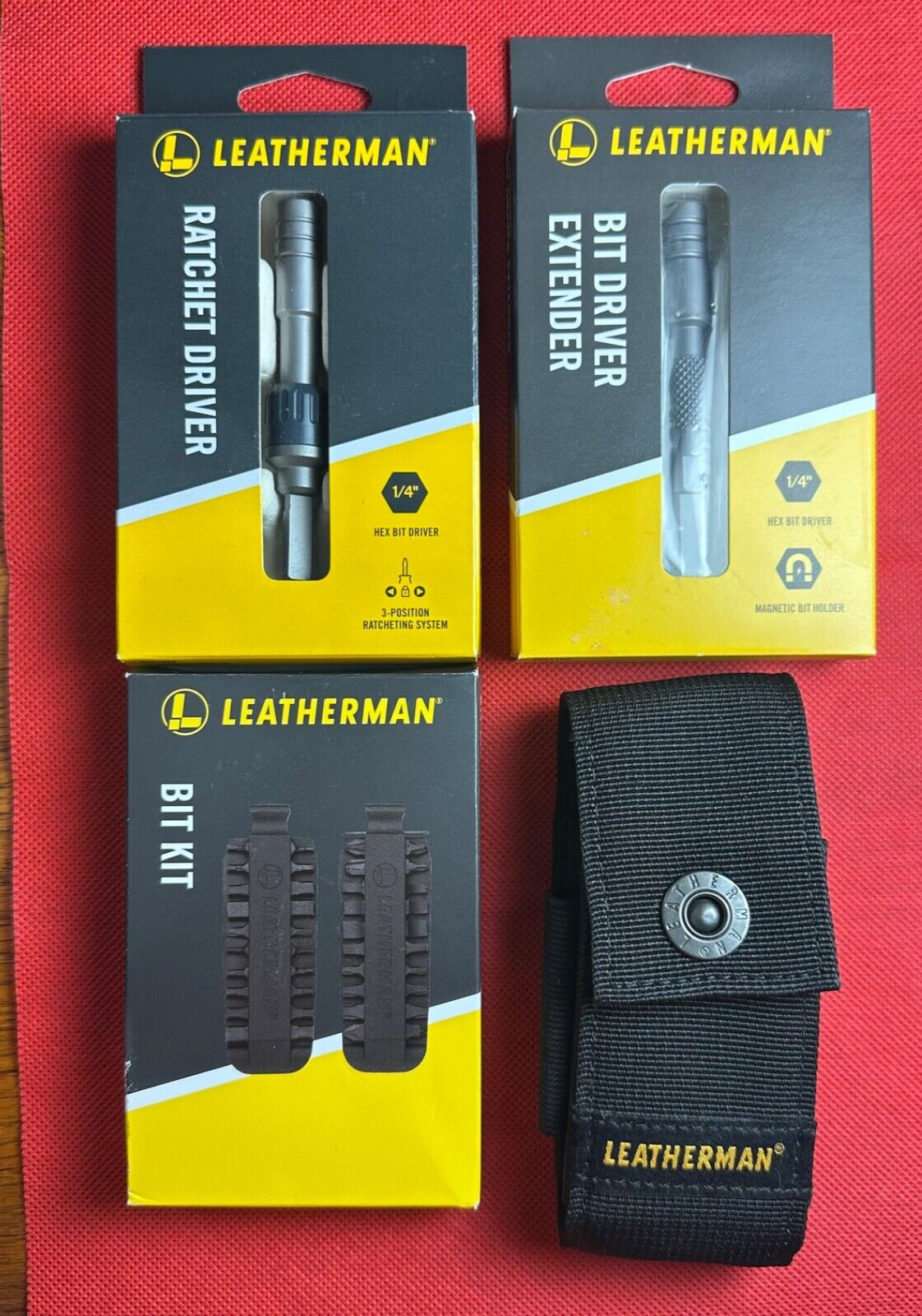 Leatherman EDC kits- Ratchet Driver, Bit Kit, Bit Driver Extender, Sheath, EDC!