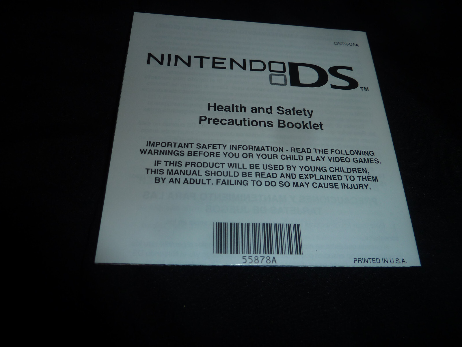 Nintendo Ds Nintendo Health and Safety Precautions Booklet Manual 55878A