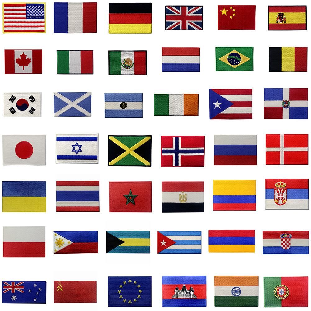 Country Flags patch Iron On Sew On Patches Embroidered National badges appliques