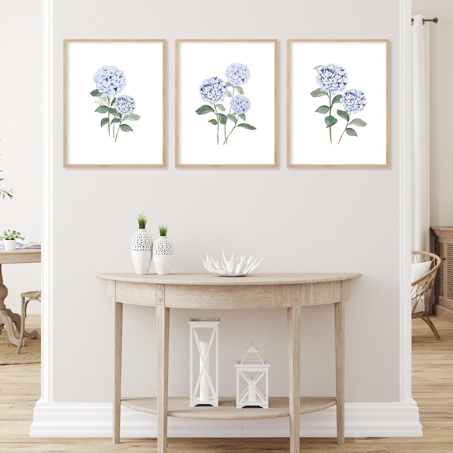 JarThenaAMCS 3Pcs Hydrangea Floral Wall Art Prints