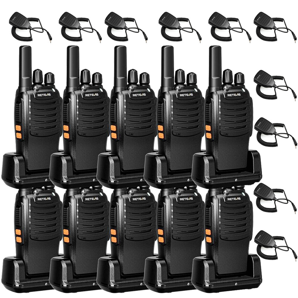 Long Range Walkie Talkie 10Pack Retevis H777 Plus FRS VOX 2W Two Way Radio & Mic