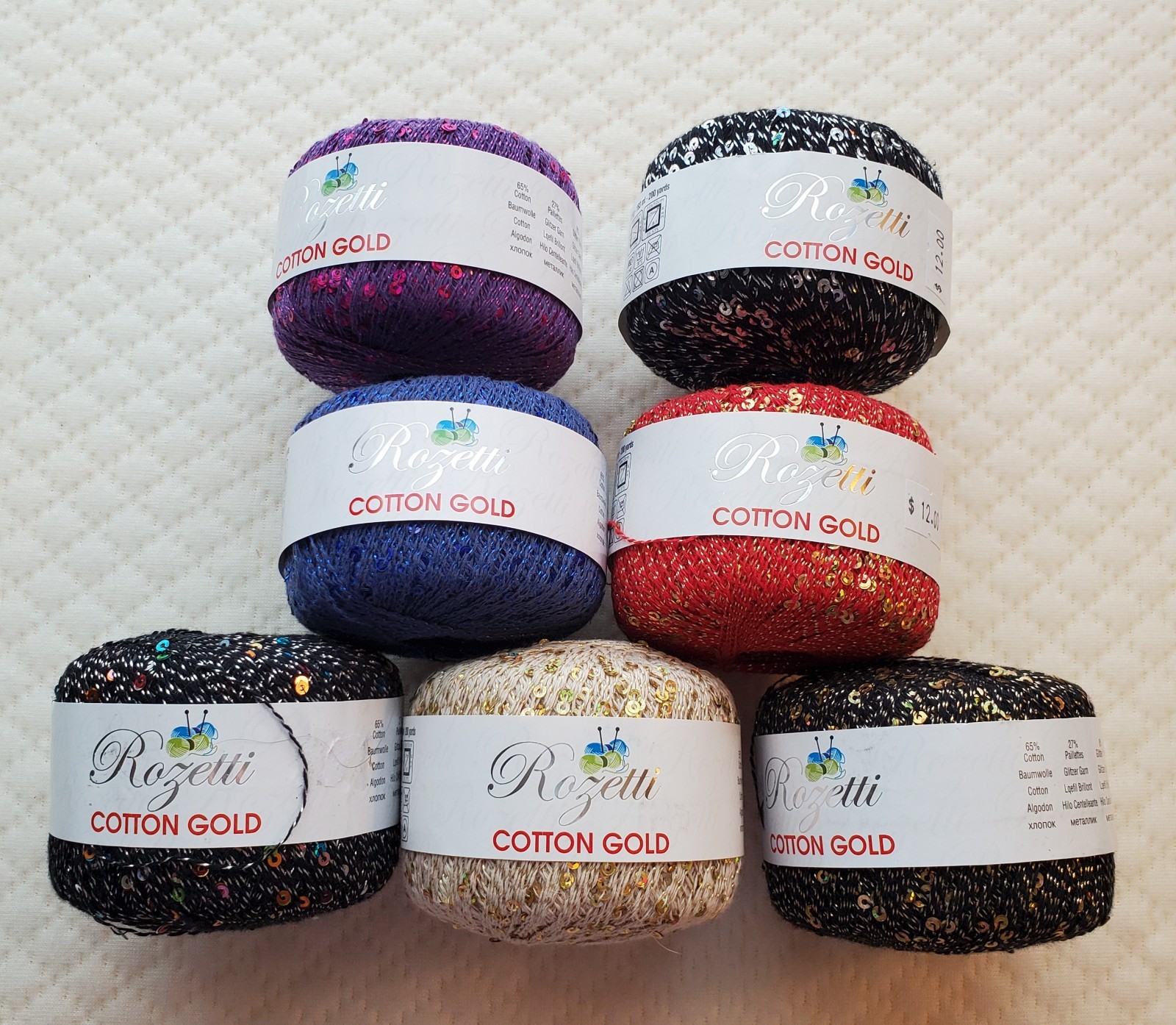 Rozetti Cotton Gold Yarn Mini Sequins Cotton Glitter yarn 25g 200yds Luxury