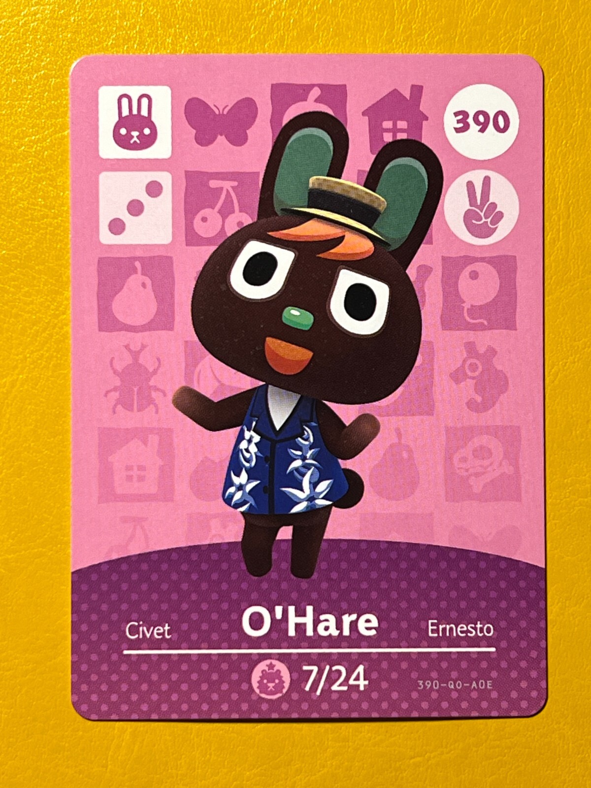 O'Hare # 390 amiibo card for Animal Crossing AUTHENTIC UNSCANNED Series 4 bunny