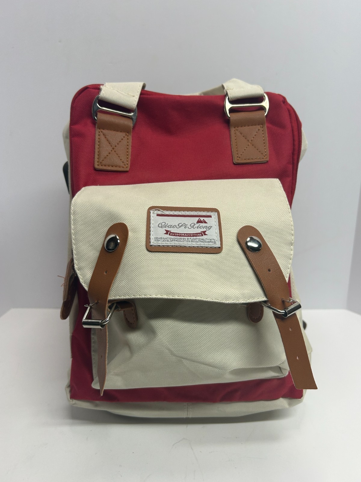 Children's Backpack By Pi Xiong Outdoor Adventure Red And Cream Multifunctional