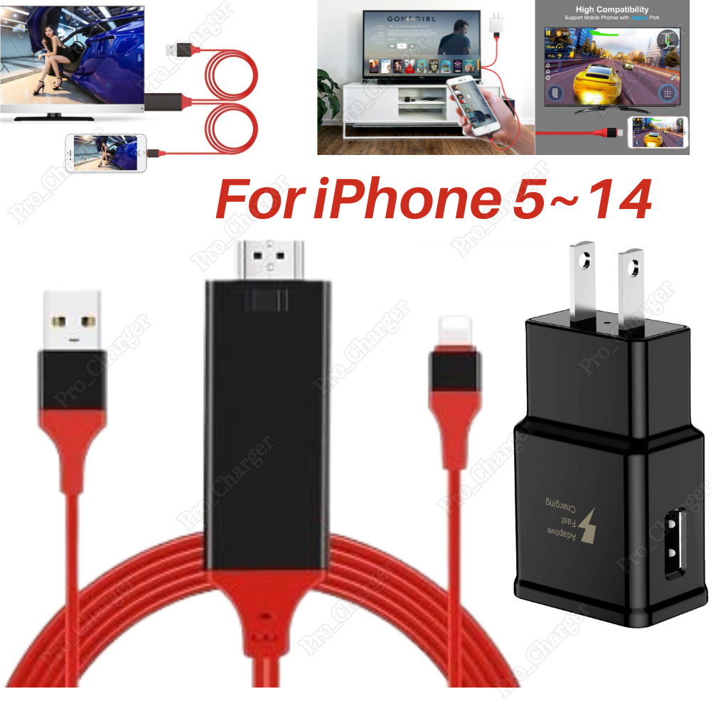 1080P HDMI Mirroring AV Cable Phone to TV HDTV Adapter For iPhone 14 13 12 11 X