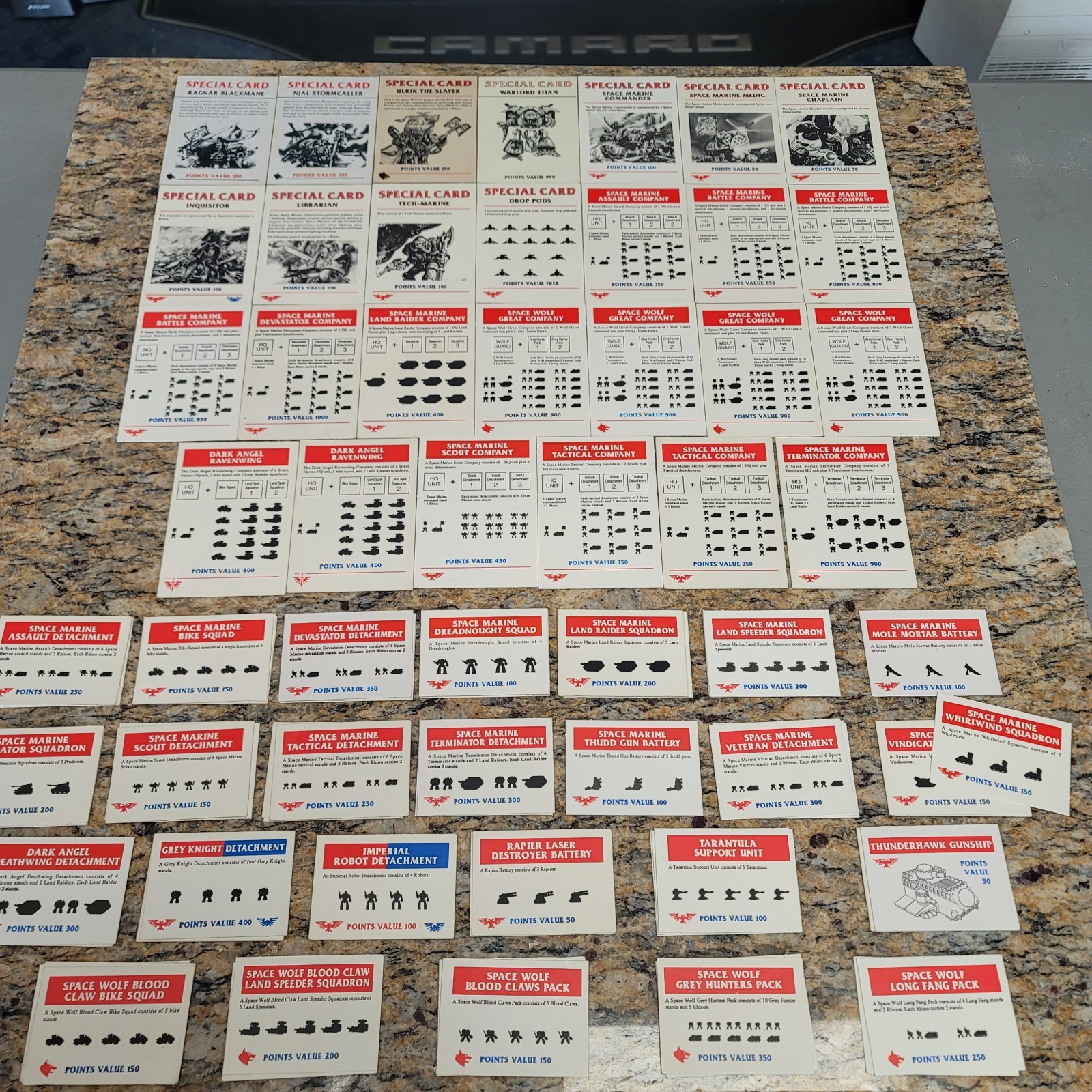 GW EPIC 40K - SPACE WOLF CARDS x 92 - 11 x Special, 16 x Company,  65 x Unit