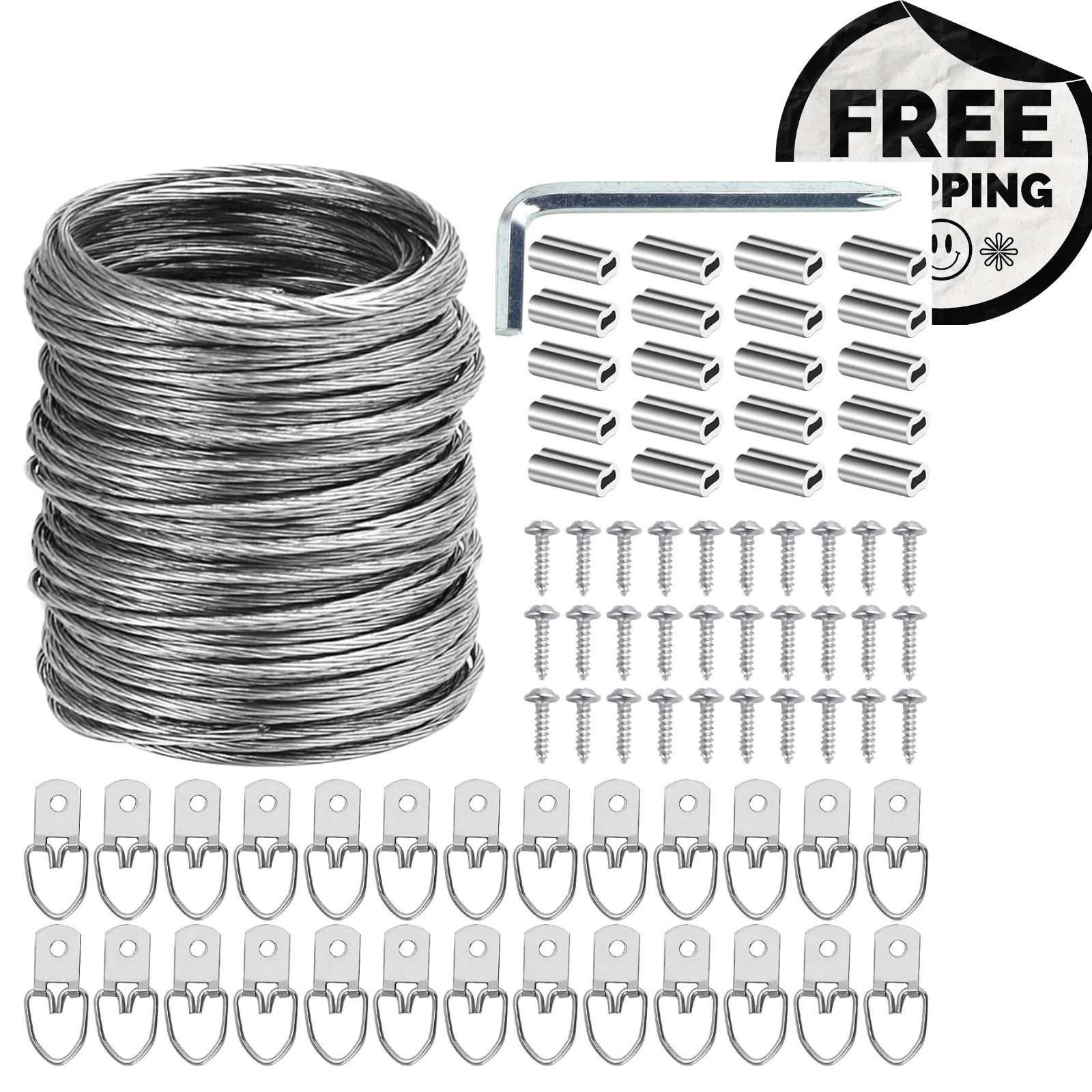 100 Pcs Picture Hanging Wire Kit, 100 Feet Heavy Duty Wire Picture Hanging