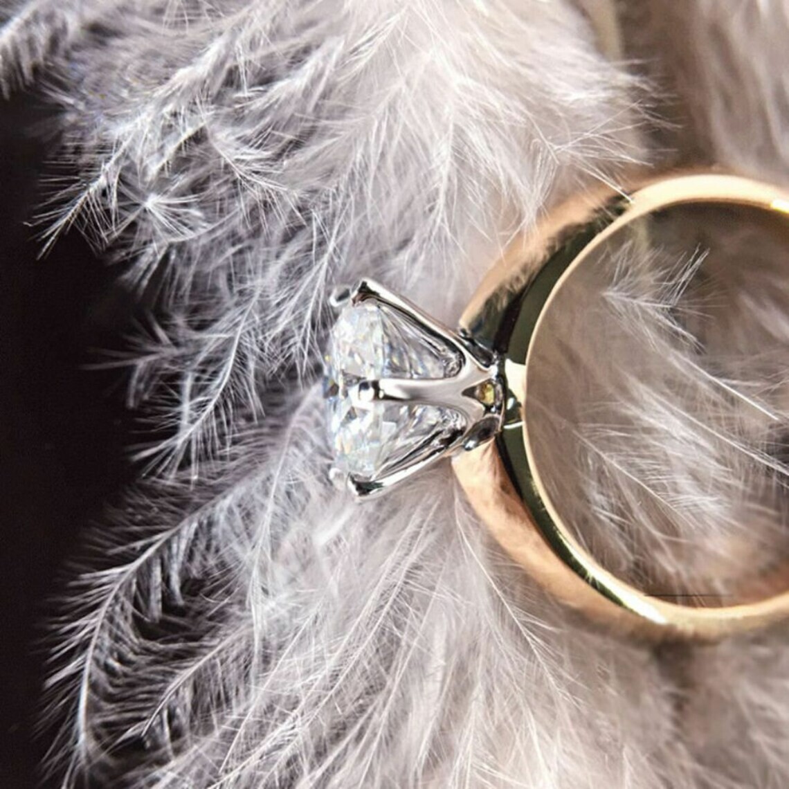 Lab-Created 2.90 Ct Round Cut White Diamond Engagement Ring 14K Yellow Gold Over