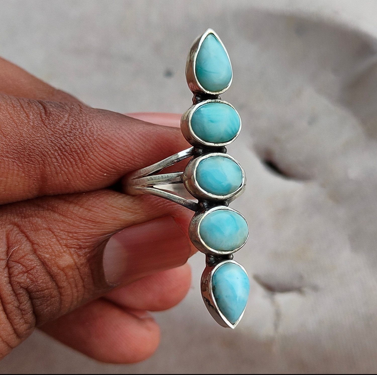 Natural Larimer 925 Sterling Silver Handmade Gemstone amazing Ring All Size SR42