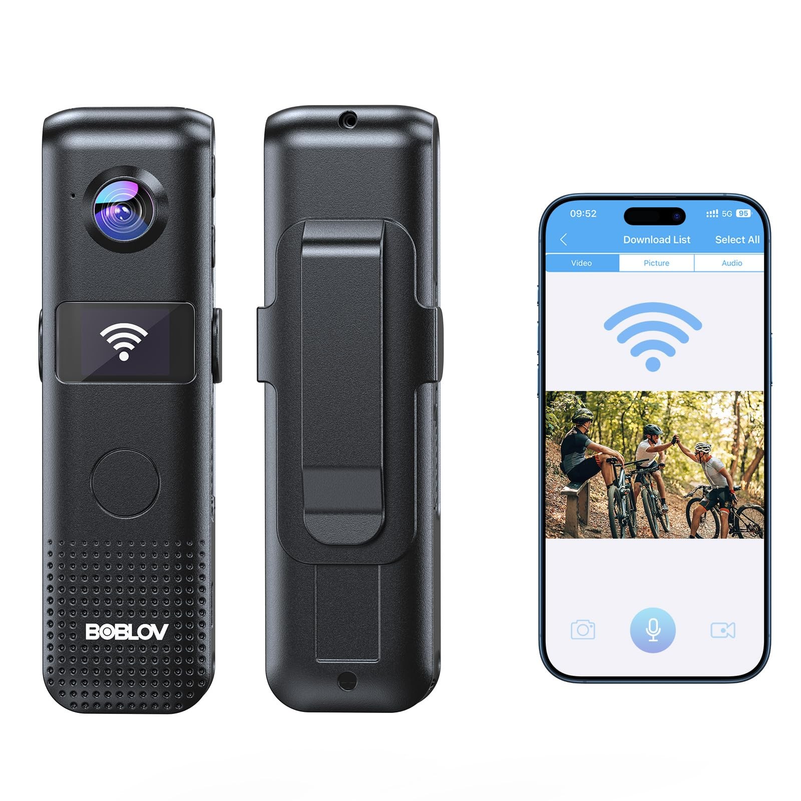 BOBLOV C18 128G WiFi Body Camera: One-Touch Recording and Small OLED Black