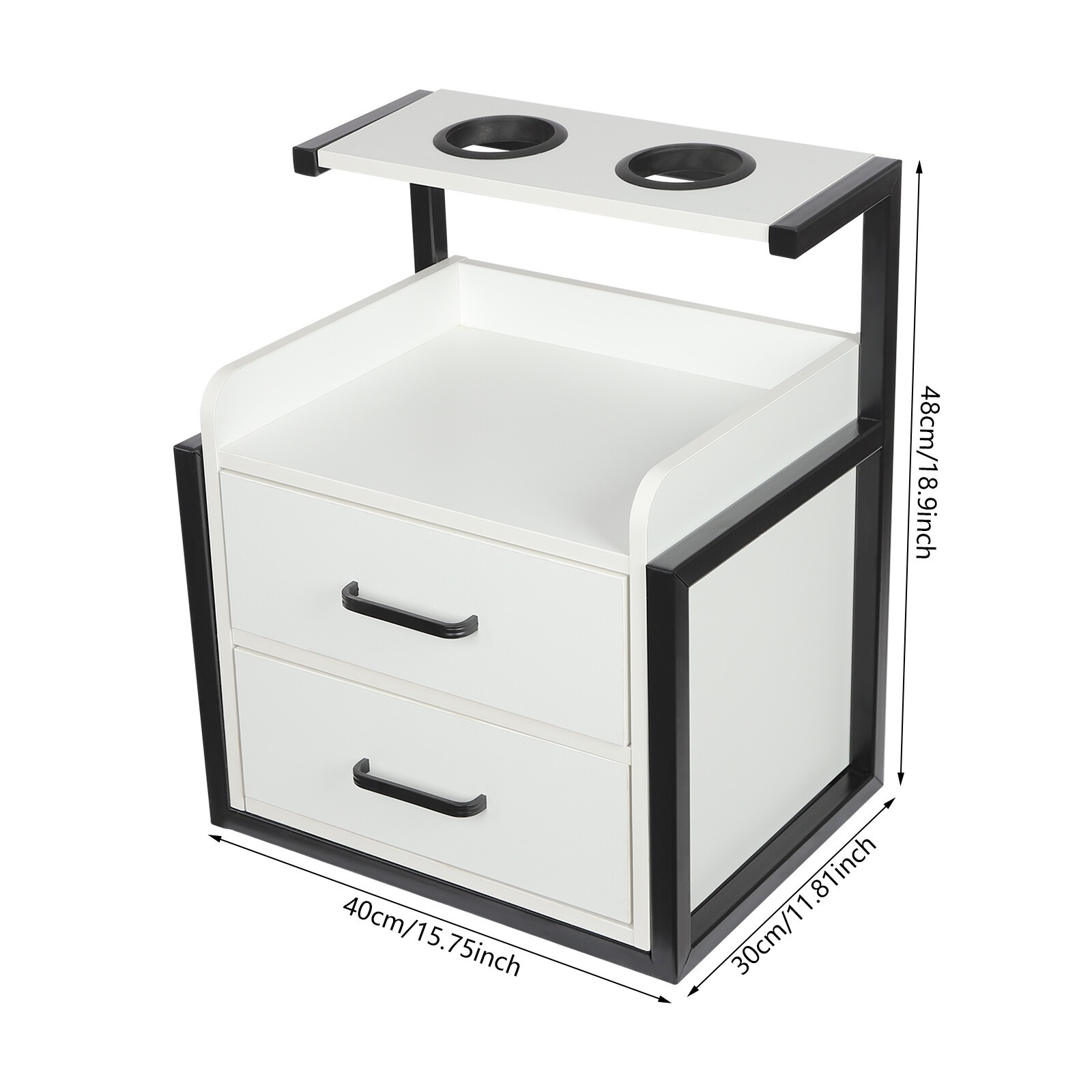 NEW Black+White Salon Wall Cabinet Wall-mounted Storage Cabinet With 2 Drawers