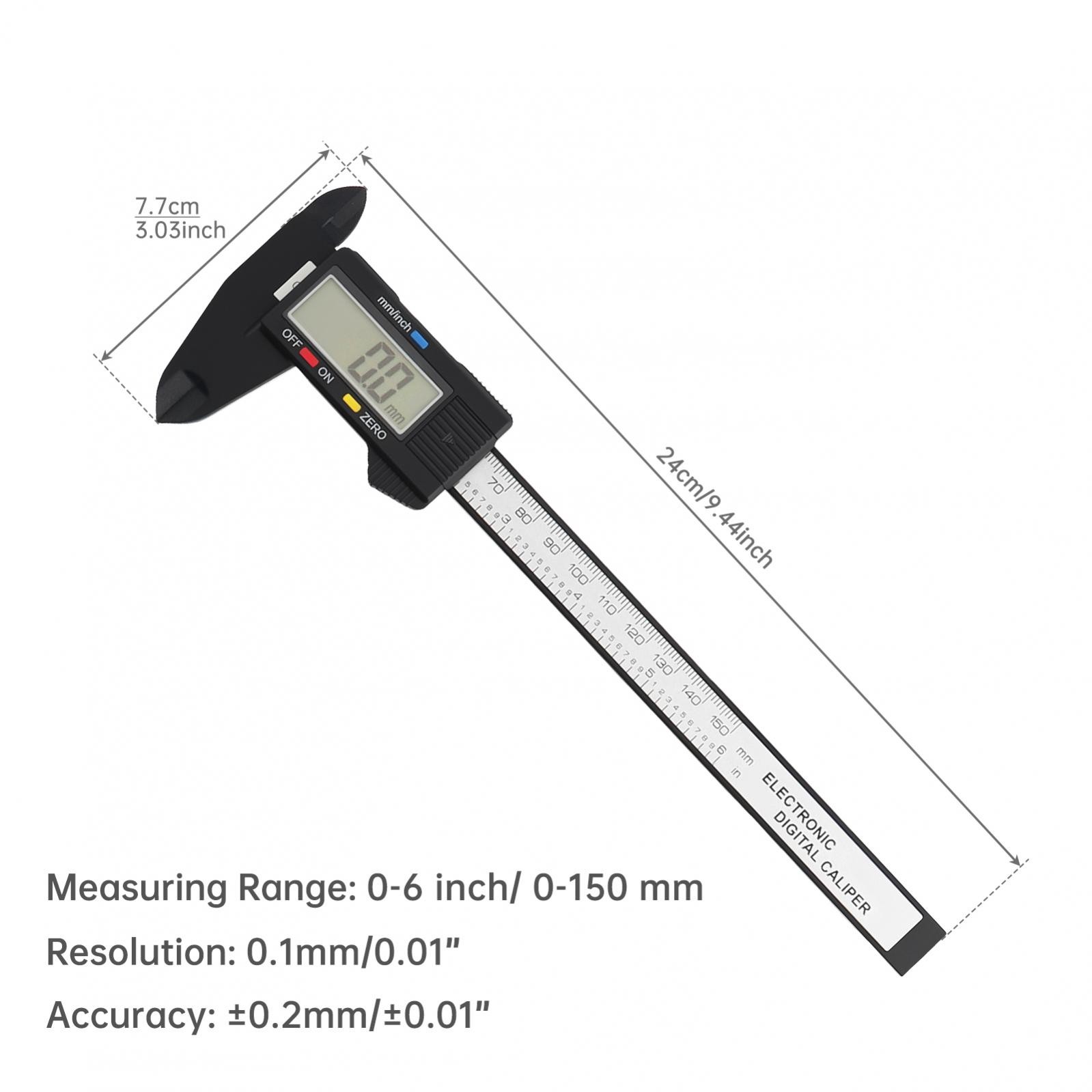 Digital Caliper LCD Screen Display 0-6 inch / 150 mm Electronic Measuring Tool