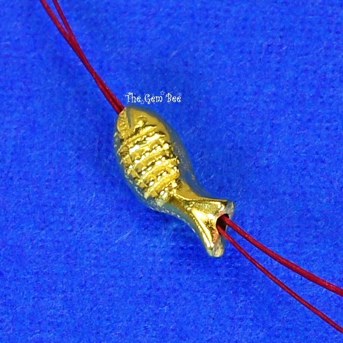3.2x8mm 18k Yellow Gold Fancy Petite Koi Fish Design Spacer Finding Bead QTY: 1