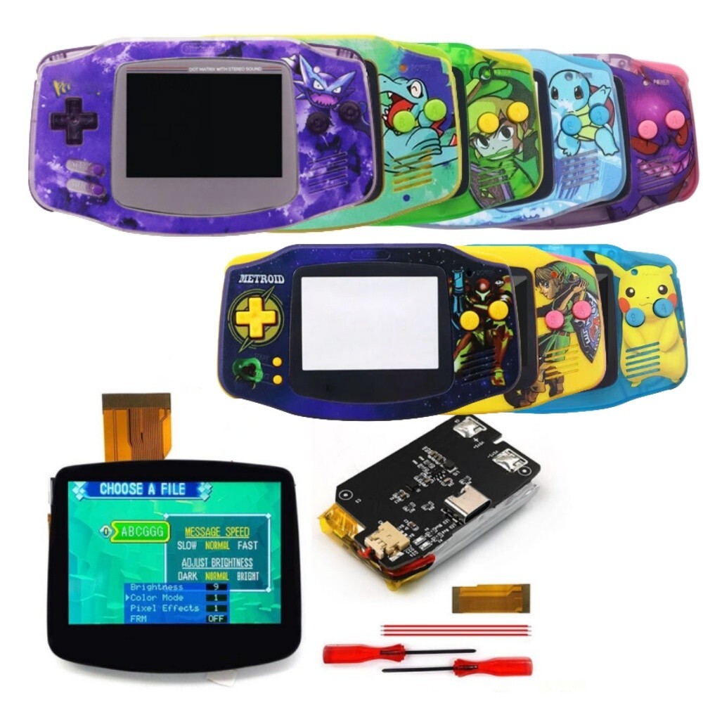 New UV Shell V5 GBA IPS HD Laminated Screen Battery Kits for GameBoy Advance GBA