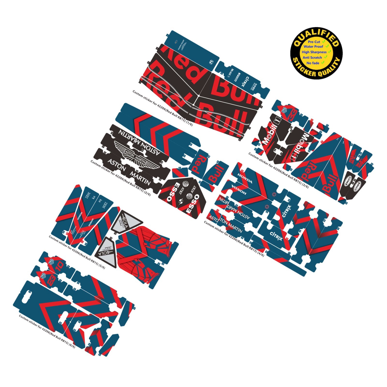 Custom sticker for set 42206 RB15 Special Livery V1, Precut sticker only